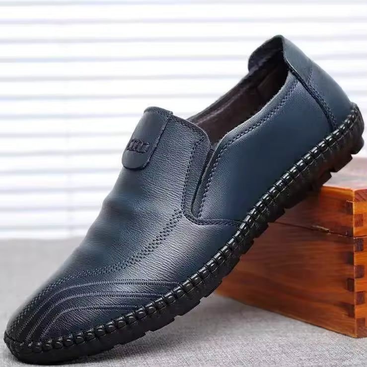 BLUE LEATHER MOCCASINS-KNA