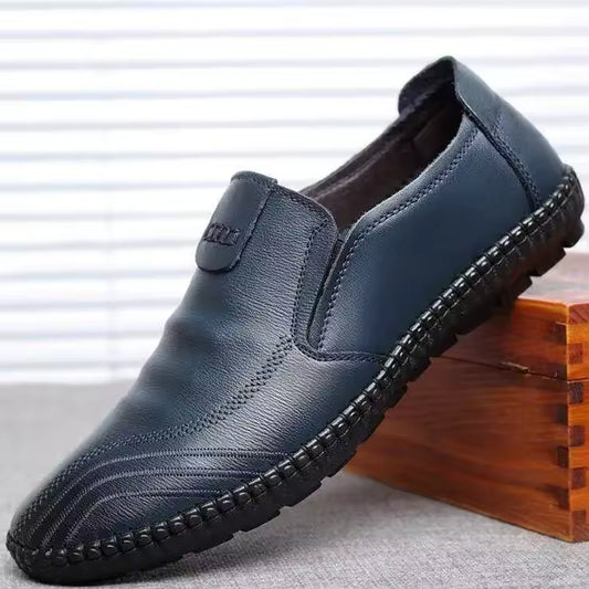 BLUE LEATHER MOCCASINS-KNA