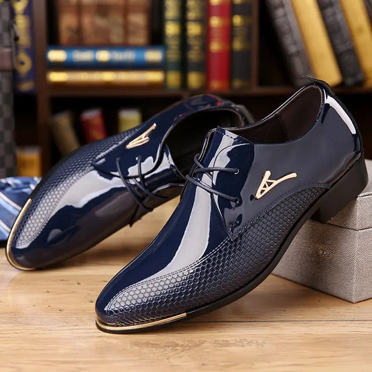 Men's navy blue dress shoes - KNA