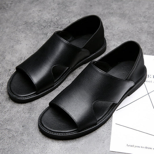 BLACK LEATHER SANDALS 2026-KNA